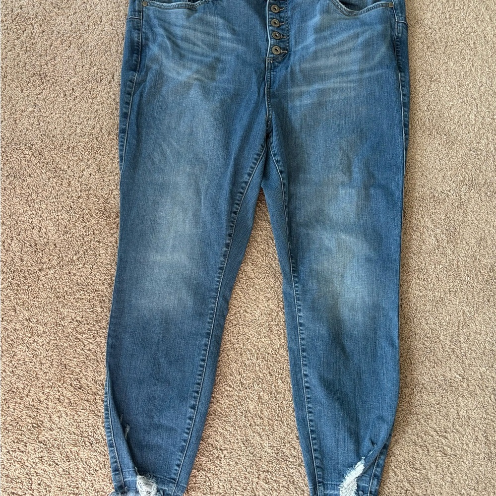 Torrid Distressed Blue Ankle Jeans